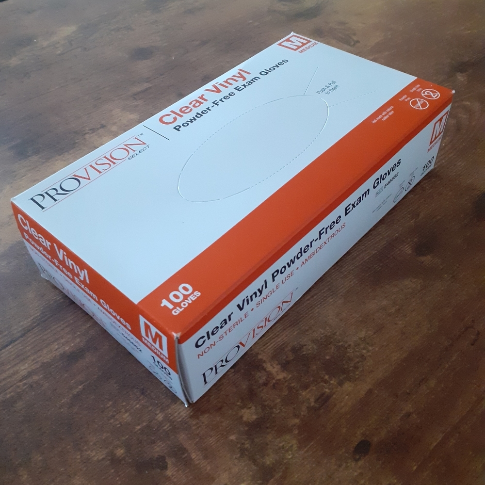 Clear vinyl powder-free exam gloves